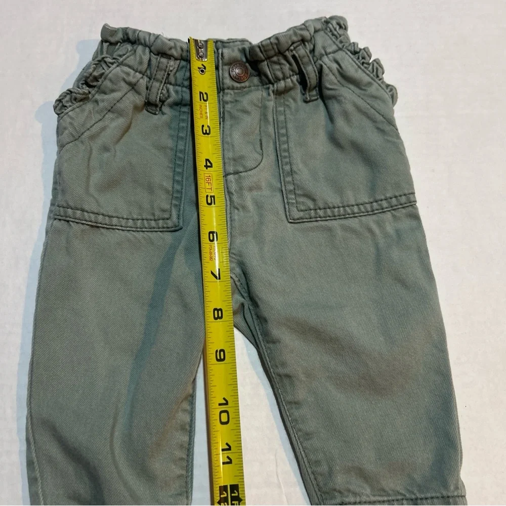 OshKosh B'gosh Sage Green Kids Paperbag Waist Pants Carpenter Pockets Size 12M‎